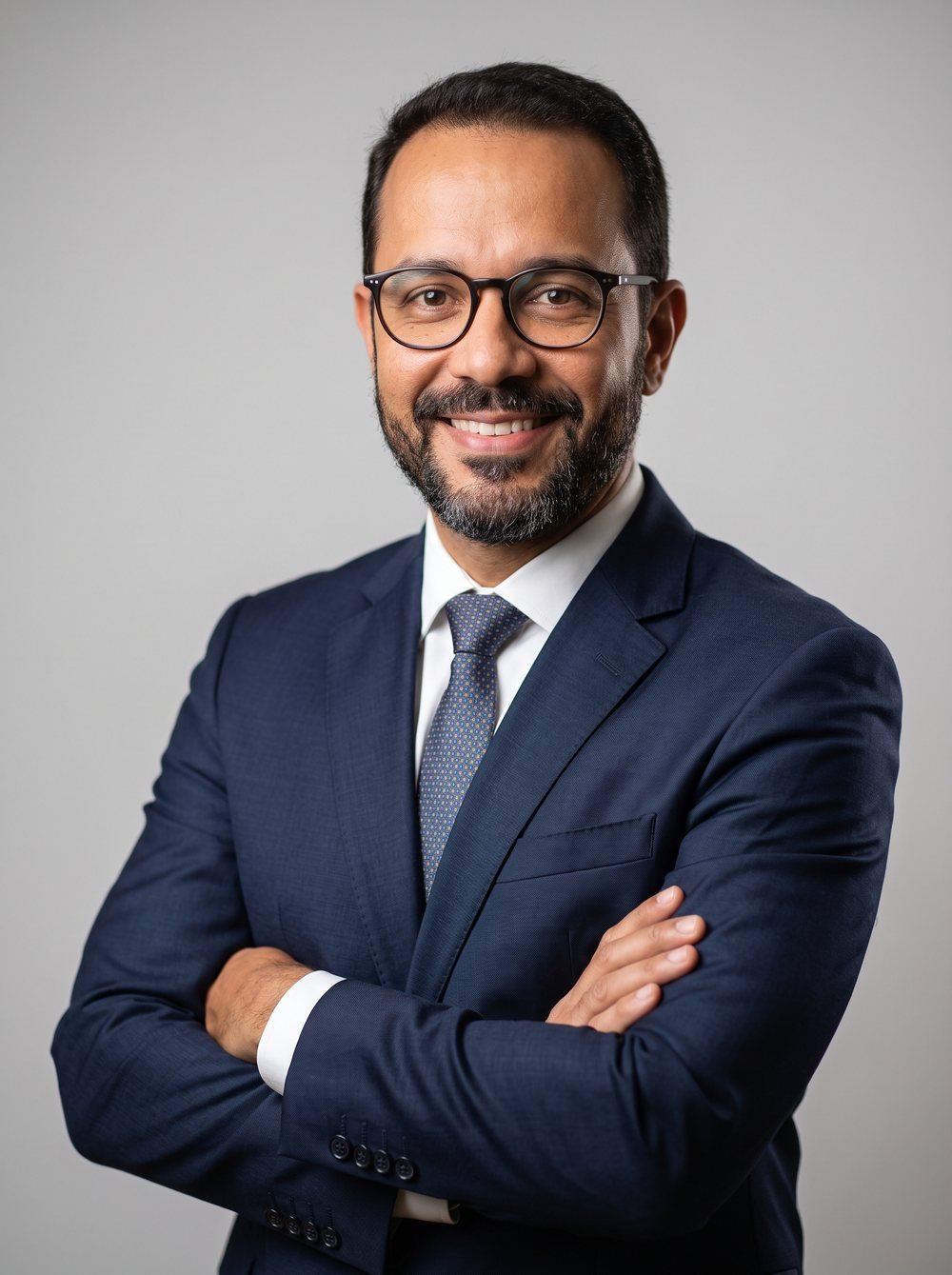 Retrato corporativo de executivo em estúdio