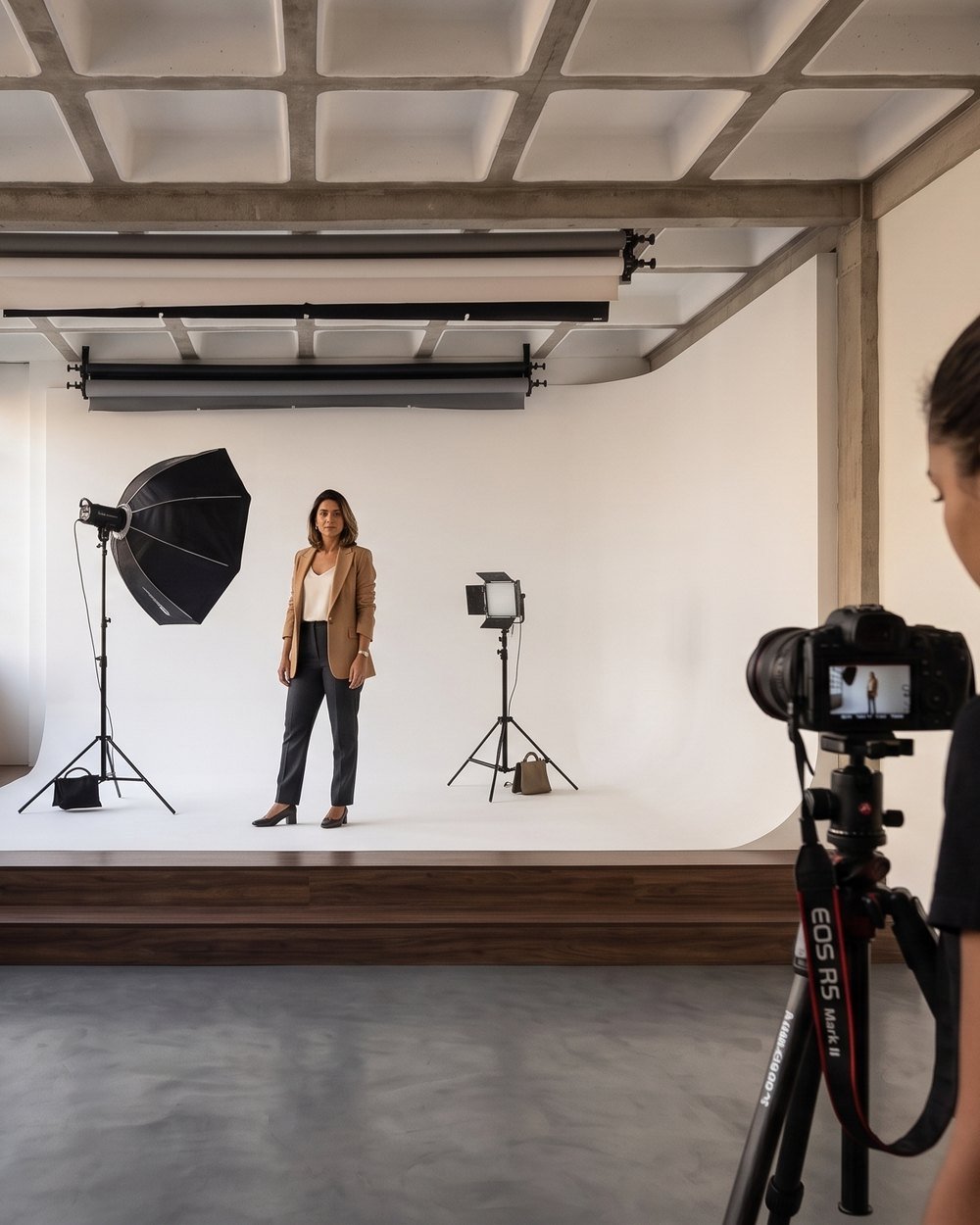 Sessão de fotos em andamento no GOOGH Studio